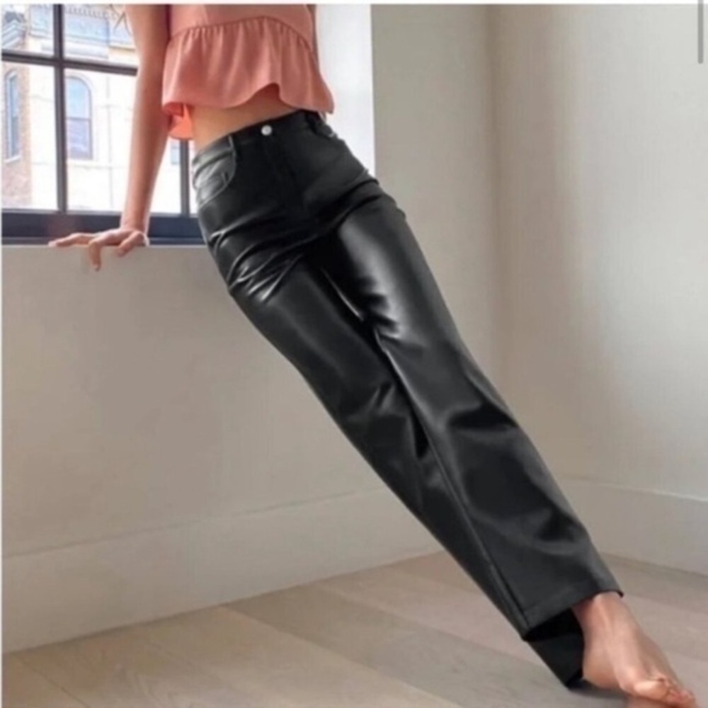 Aritzia Wilfred The Melina Vegan Black Faux Leather Pant in Black
